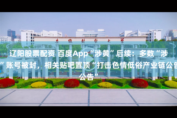 辽阳股票配资 百度App“涉黄”后续：多数“涉黄”账号被封，相关贴吧置顶“打击色情低俗产业链公告”