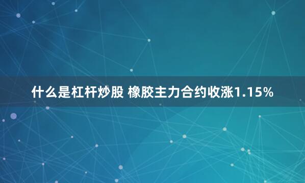 什么是杠杆炒股 橡胶主力合约收涨1.15%